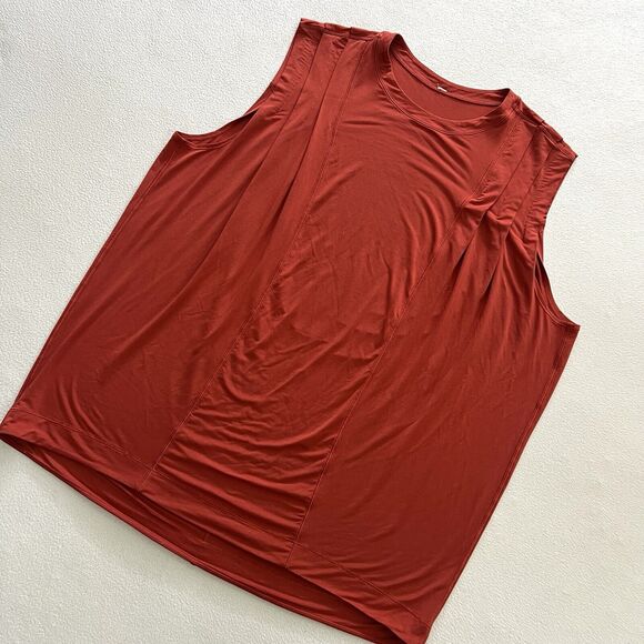 Lululemon Women Modal Pleated Shoulder Tank Top Red Rock Rust Orange Relaxed 14 - Picture 5 of 11